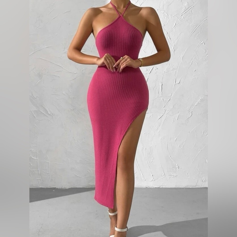 Prive' Split Thigh Halter Dress Size S (4)
